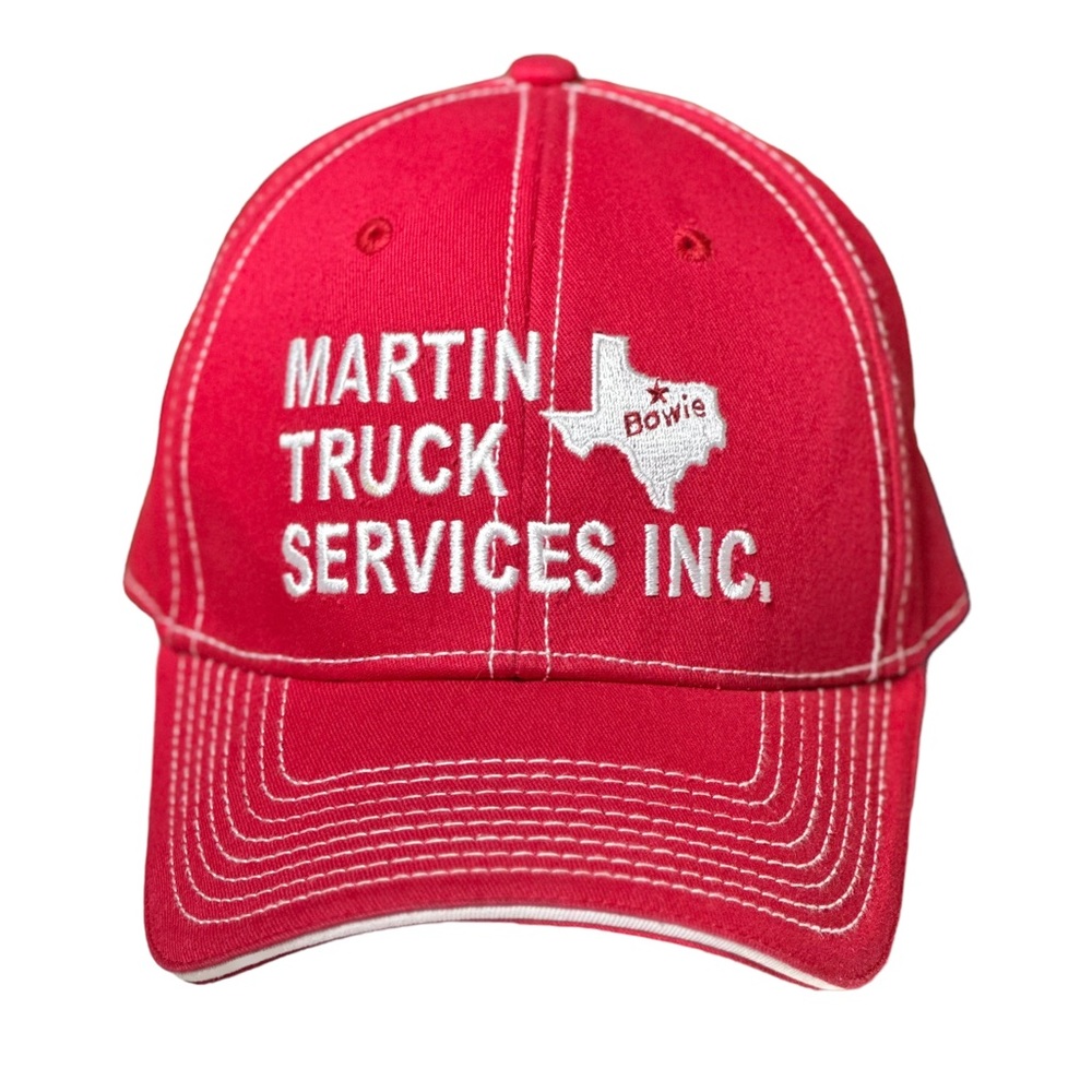 Martin Truck Services Inc Bowie TX Embroidered Trucker Cap Hat Red Adult OS